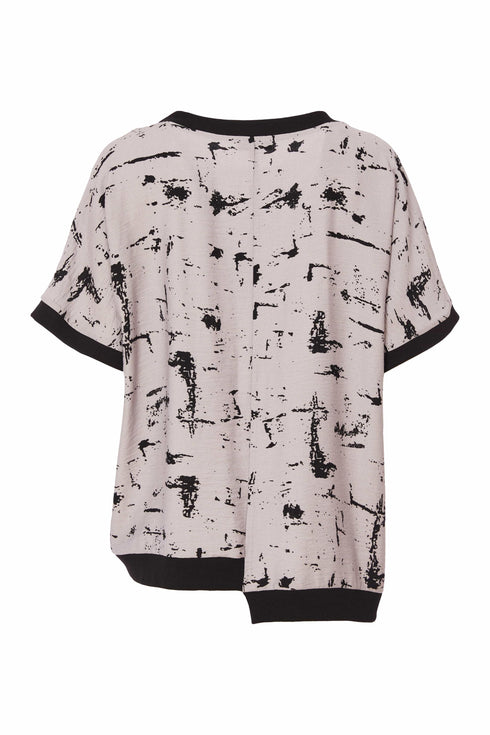 Ora Stone Printed Dress in Grey and Black with Pocket ORS25116